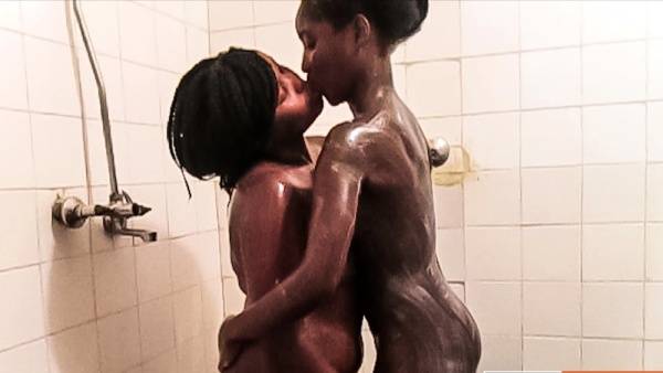 Ebony Lesbian College Shower Pussy Play on ebonyporntube.net