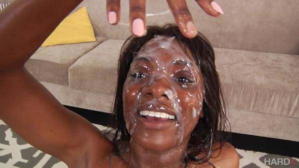 Best facial for this skinny ebony during her first gangbang special on ebonyporntube.net