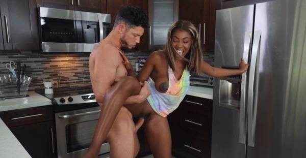 Ebony beauty craves white meat in each of her soaked holes on ebonyporntube.net