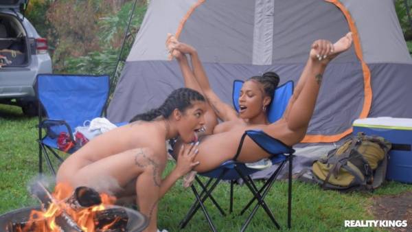 Dashing young ebony dolls turn camping trip into sexual fantasy on ebonyporntube.net