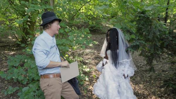 Ebony bride gets lost in the woods and fucked by a random dude on ebonyporntube.net