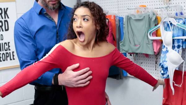 Ebony Teen Sarah Lace Caught Shoplifting and Punished with Rough Anal by Officer Mike Mancini on ebonyporntube.net