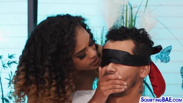 2 lez cute ebony and blonde fucked by dude on ebonyporntube.net