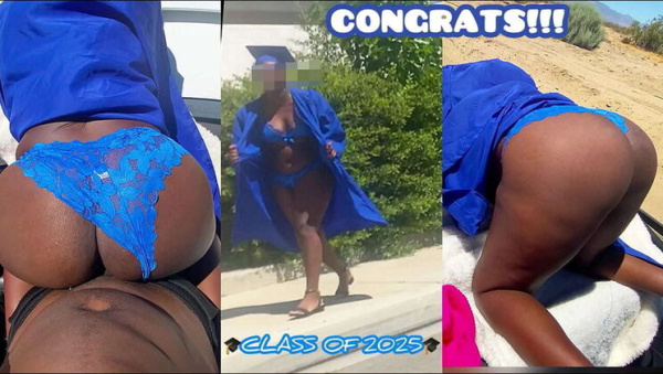 Teen Ebony Ttfreaky Gets Backshots From Buff Boi At Graduation - Big Booty Screamer Cums Outside on ebonyporntube.net
